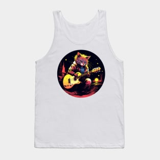 Cat Playing Guitar Funny Cat With Guitar Cute Cat Guitar Tank Top